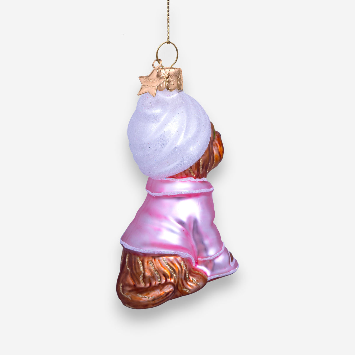 Weihnachtsanhänger Selfcare Hund Pink aus Glas mundgeblasen handbemalt H9cm, Ansicht 6