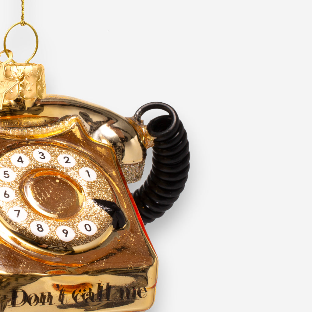 Weihnachtsanhänger goldenes Vintage Telefon aus Glas mundgeblasen handbemalt H6cm, Ansicht 3