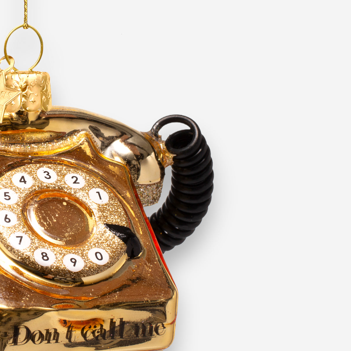 Weihnachtsanhänger goldenes Vintage Telefon aus Glas mundgeblasen handbemalt H6cm, Ansicht 3
