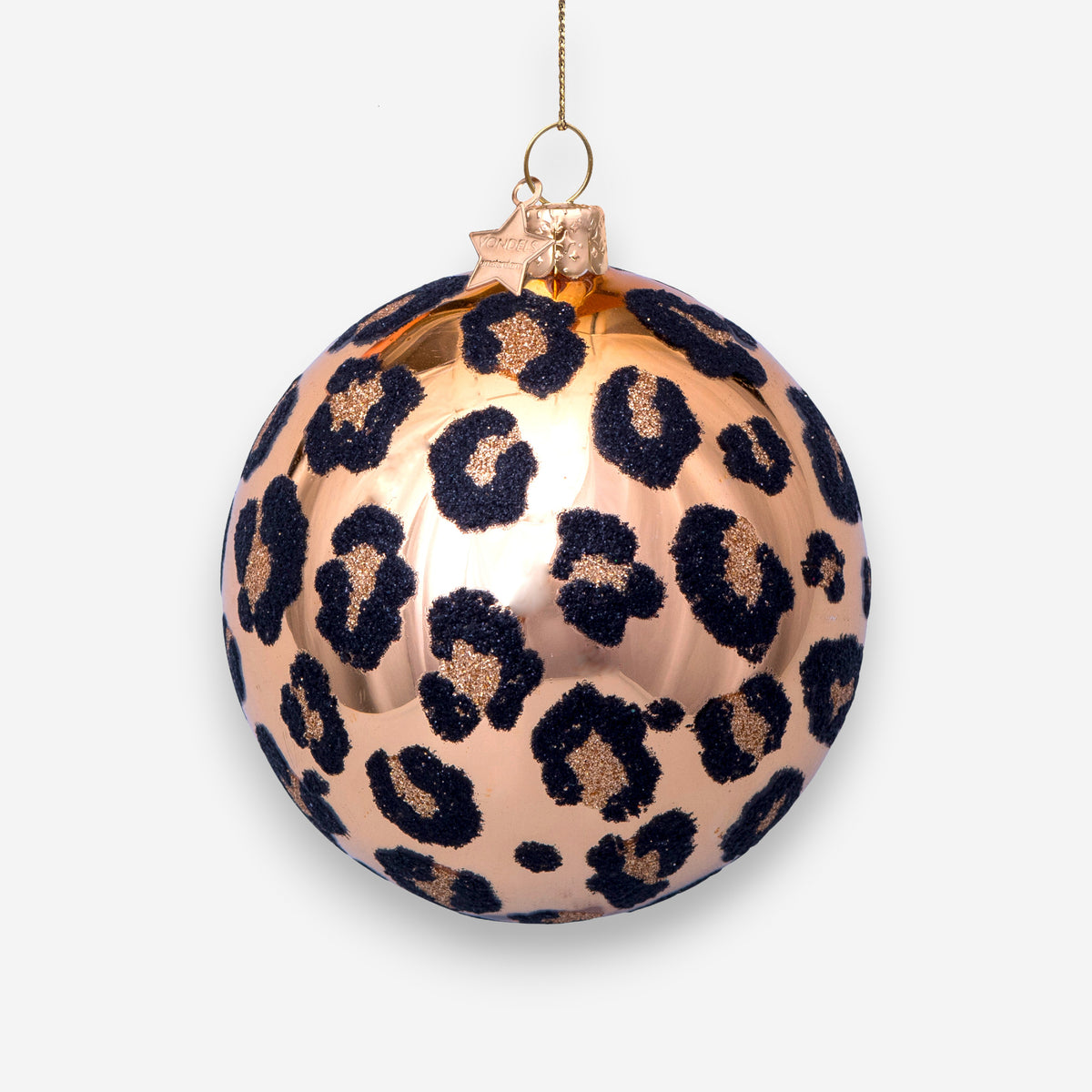 Weihnachtskugel Leopardenmuster aus Glas mundgeblasen handbemalt Ø8cm, Ansicht 2