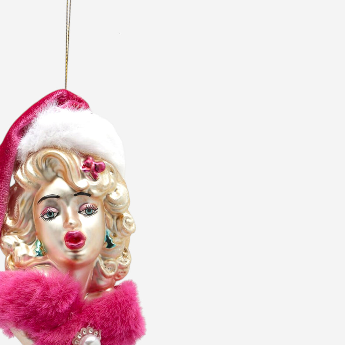 Weihnachtsanhänger 2-er Set Marylin Pink aus Glas mundgeblasen handbemalt H12cm, Ansicht 3