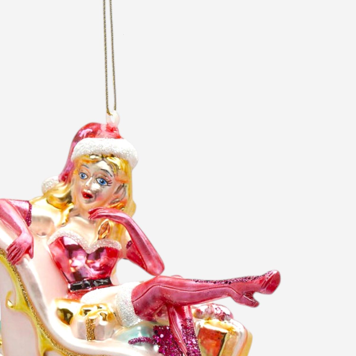 Weihnachtsanhänger 2-er Set Marylin Pink aus Glas mundgeblasen handbemalt H12cm, Ansicht 4