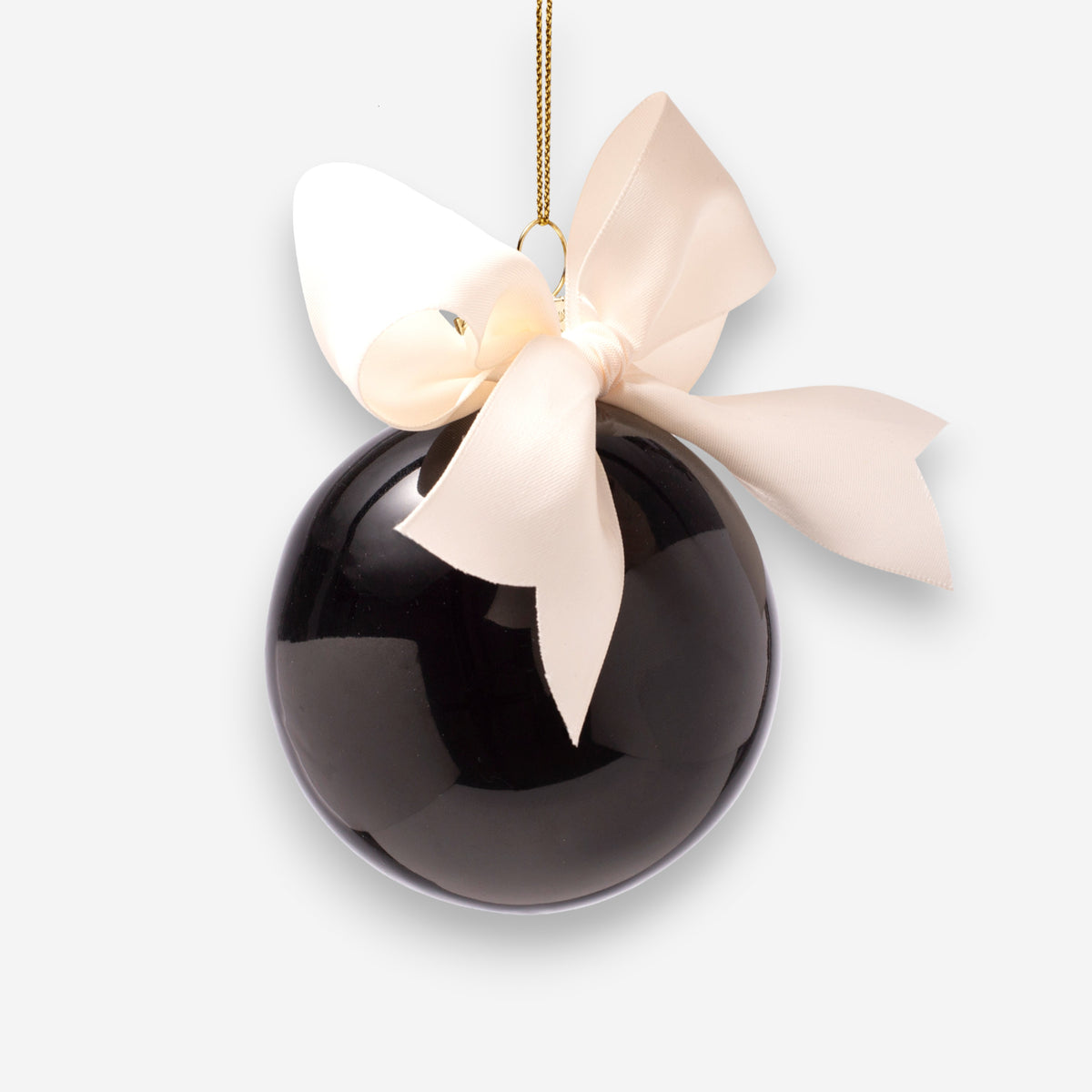 Weihnachtskugel Schwarz aus Glas mit Schleife mundgeblasen handbemalt Ø8.5cm, Ansicht 4