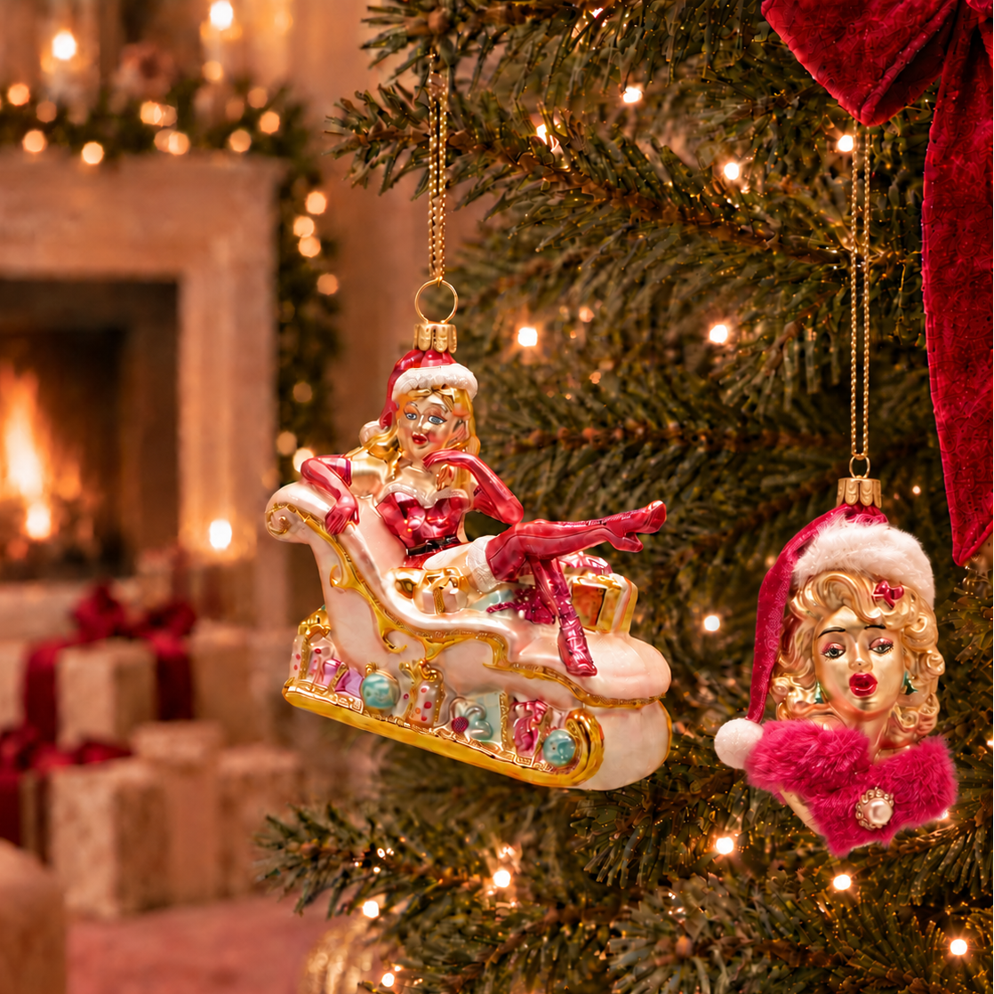 Weihnachtsanhänger 2-er Set Marylin Pink aus Glas mundgeblasen handbemalt H12cm
