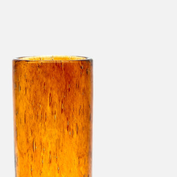 Yves | Vase aus Glas mit Bläschen bernstein braun schmal rund B 6.5cm x H 20cm