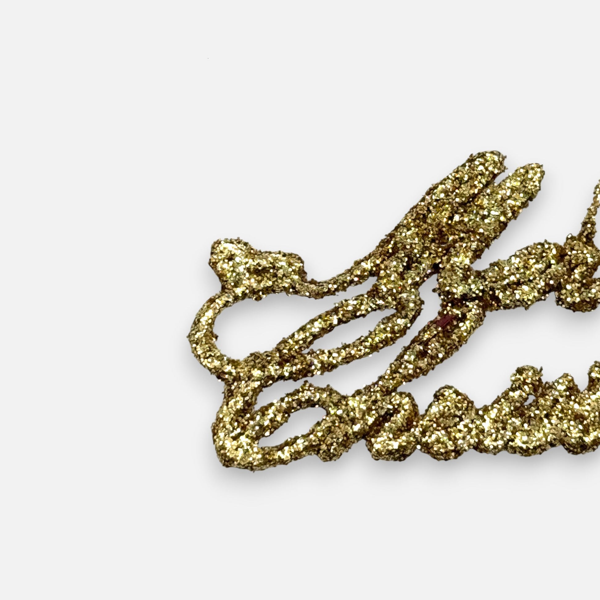 Anhänger Merry Christmas aus Glitter, Gold, Weihnachtsbaumschmuck Weihnachten Dekoration von Shishi