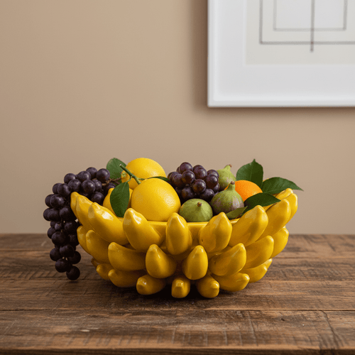 Bananenschale, Dekoschale aus Keramik mit Bananen Gelb Ø 35cm x H 16cm | Bananelle Geschirr von Light & Living