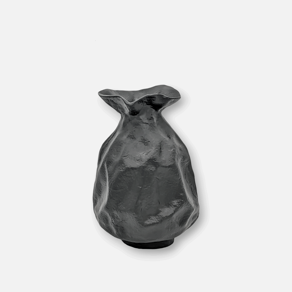 Blumenvase, Dekovase schwarz Sackform organisch Ø 21cm x H 32cm | Fleurette Vasen von Light & Living