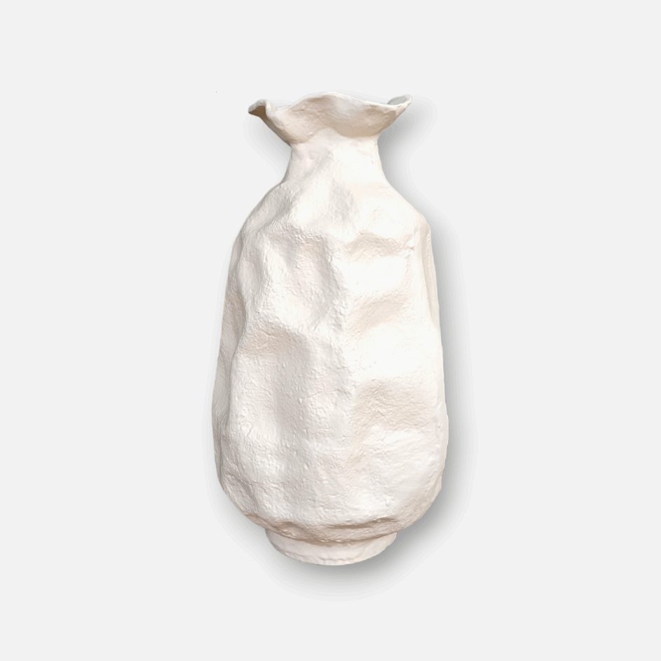 Blumenvase, Dekovase weiss crème Sackform organisch Ø 24cm x H 42.5cm | Fleurette Vasen von Light & Living