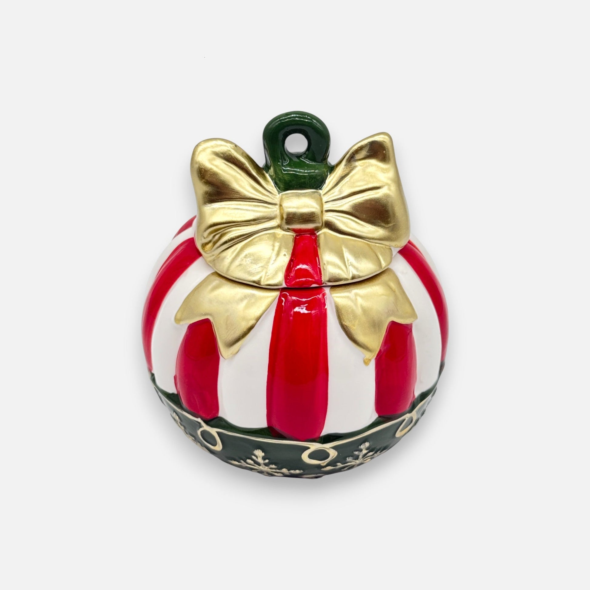 Bonbonniere aus Keramik mit Schleifen - Motiv, Ø 17.5cm, Weihnachts - Deko Geschirr von EDG