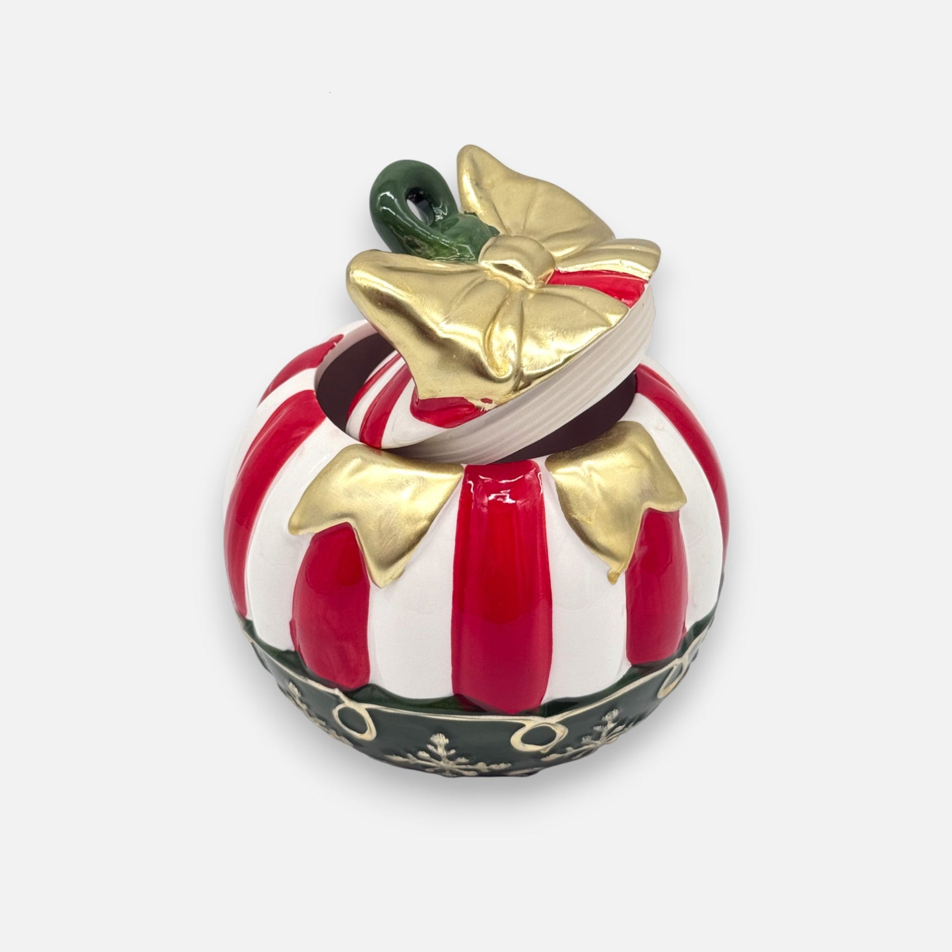 Bonbonniere aus Keramik mit Schleifen - Motiv, Ø 17.5cm, Weihnachts - Deko Geschirr von EDG