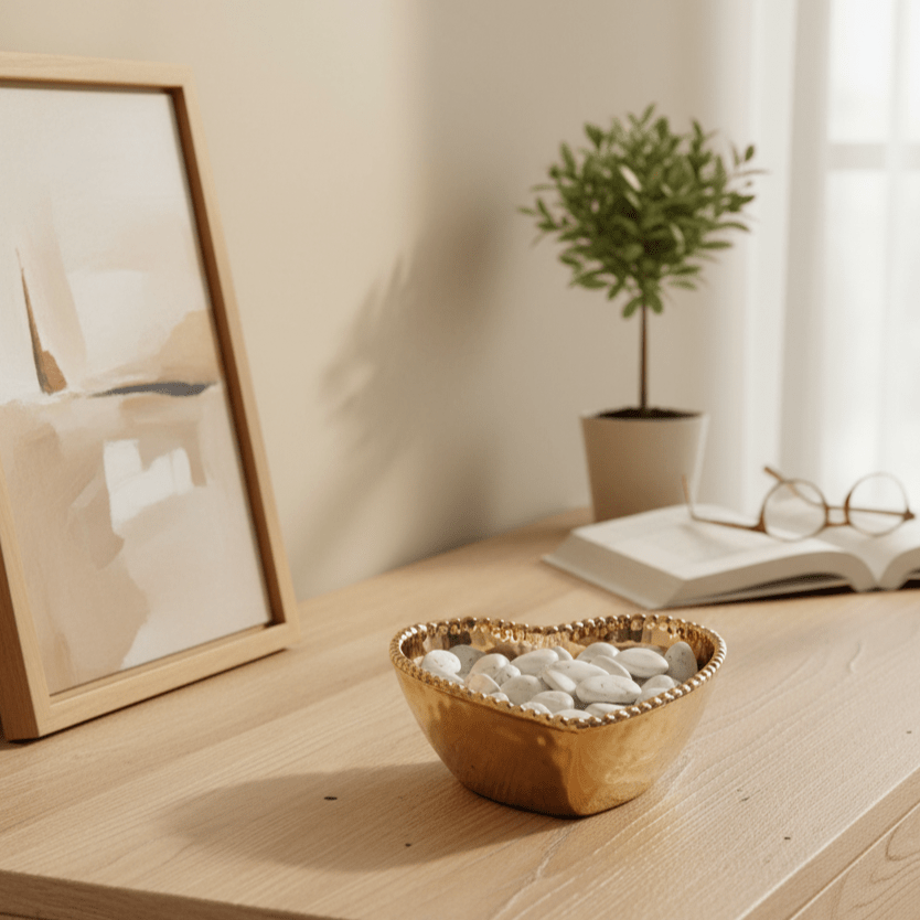 Bowl aus Porzellan gold metallic look Herzform gross L 14cm x B 14cm x H 6cm | Josette Geschirr von Pampa Bay