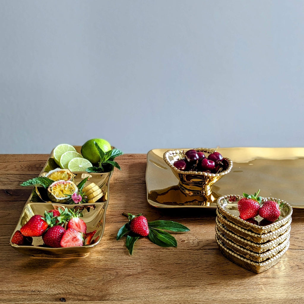 Bowl aus Porzellan gold metallic look Herzform klein L 10cm x B 11cm x H 2cm | Josette Geschirr von Pampa Bay