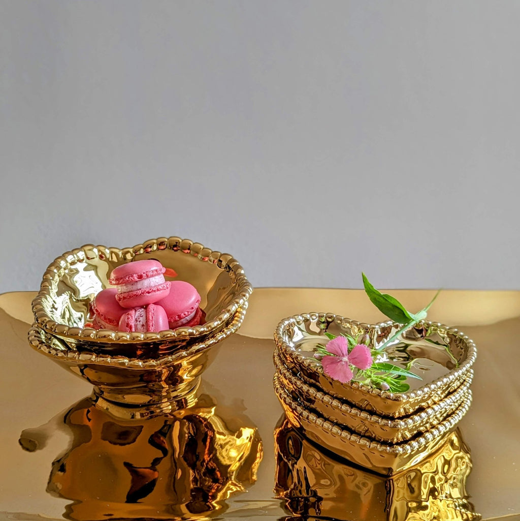 Bowl aus Porzellan gold metallic look Herzform klein L 10cm x B 11cm x H 2cm | Josette Geschirr von Pampa Bay