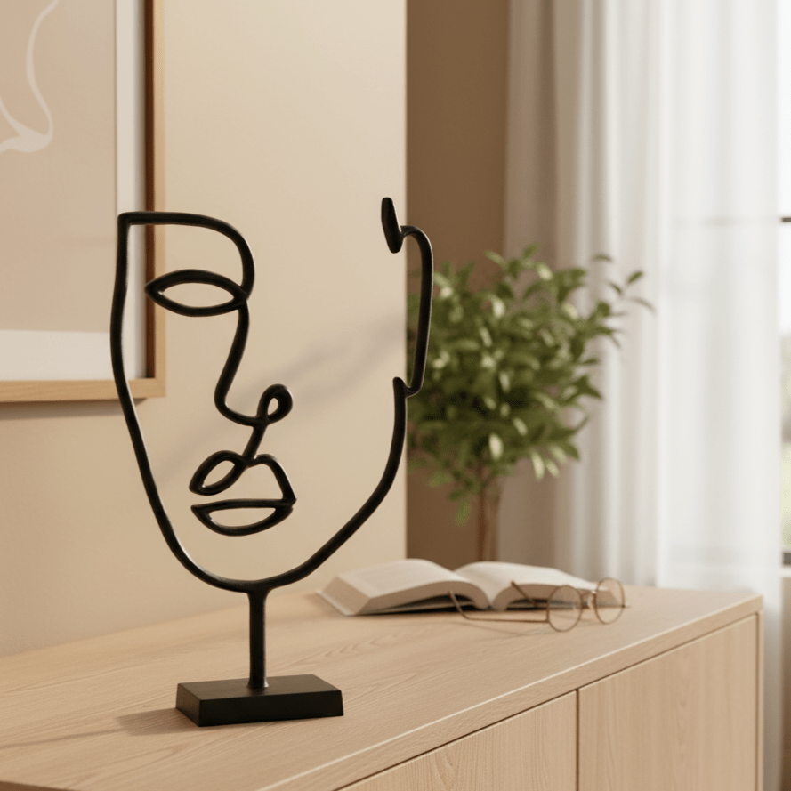 Dekoobjekt, Ornament Gesicht schwarz L 24cm x B 6cm x H 37cm | Flament Dekoration von Light & Living