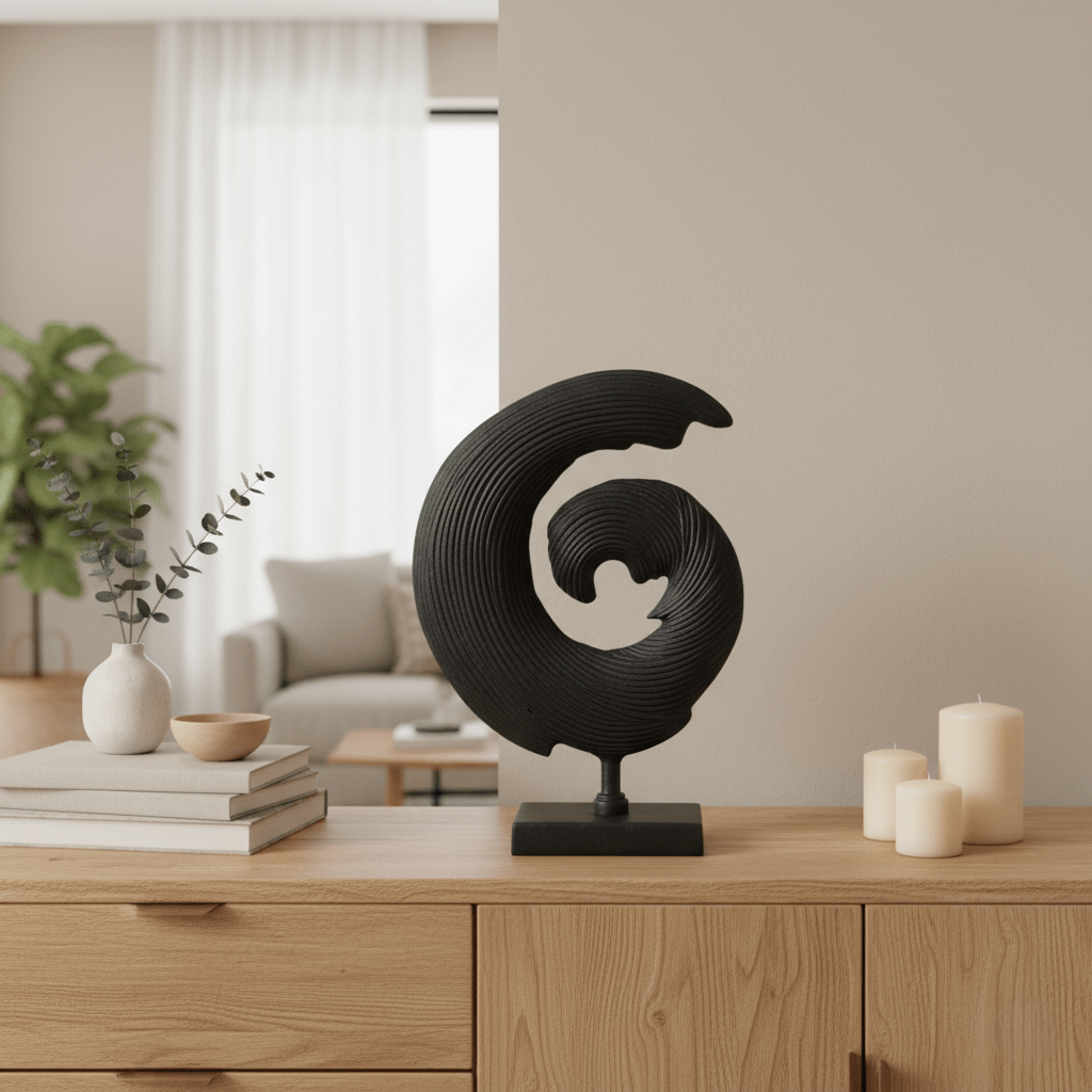 Dekoobjekt, Ornament Welle schwarz B 29cm x T 10cm x H 40cm | Wave Dekoration von Light & Living