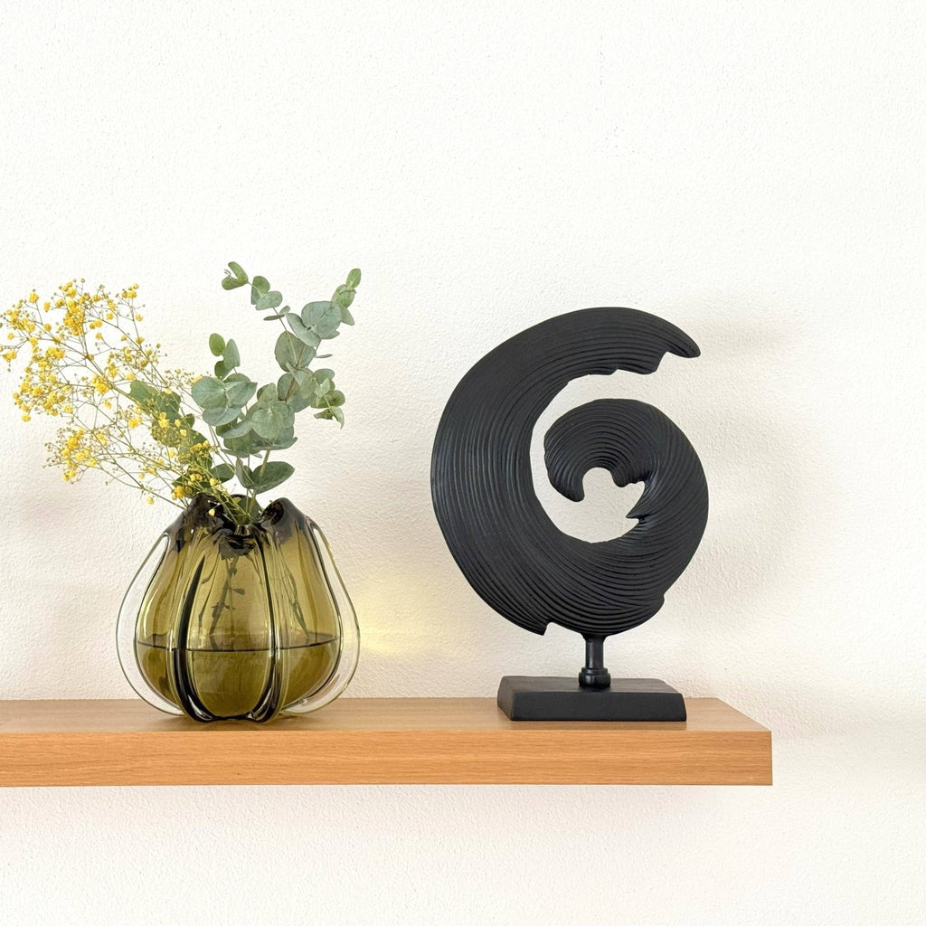 Dekoobjekt, Ornament Welle schwarz B 29cm x T 10cm x H 40cm | Wave Dekoration von Light & Living