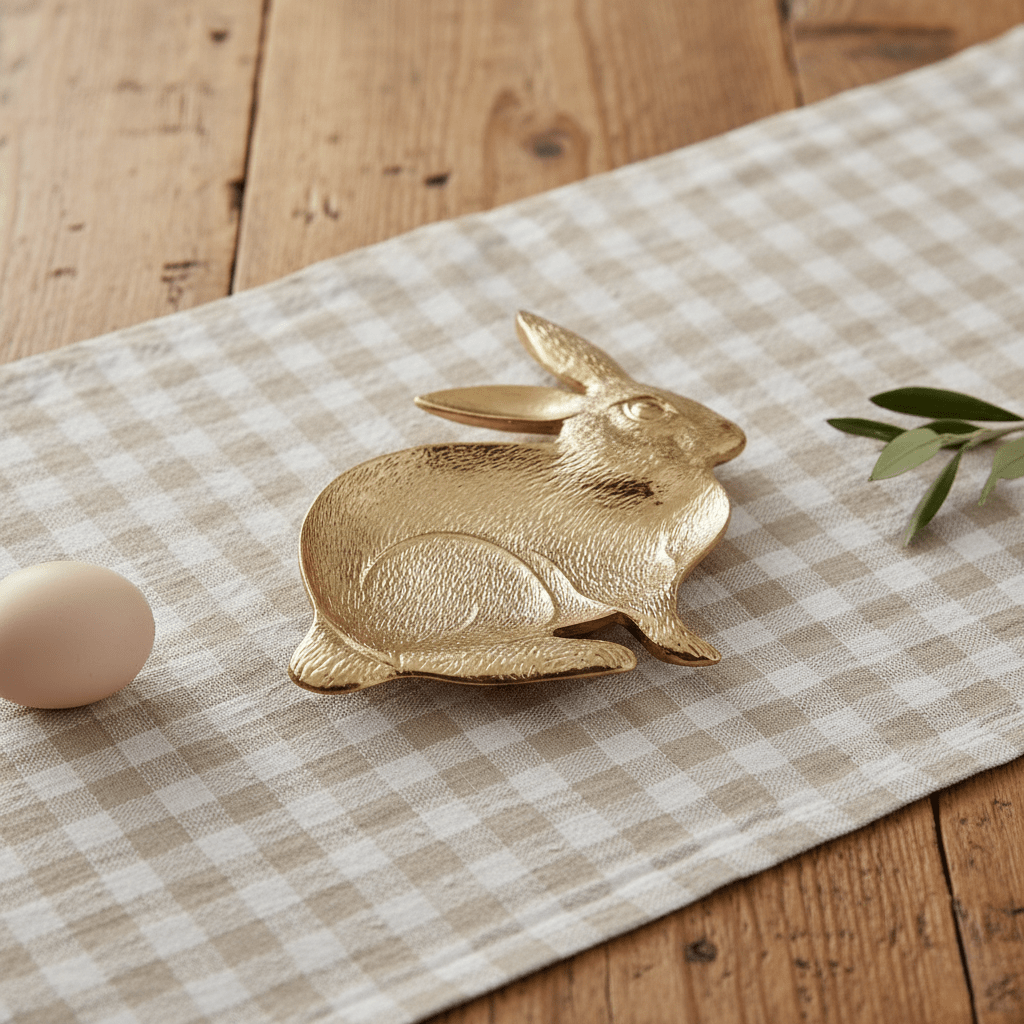 Dekoteller Hase Gold aus Aluminium, Hasenform | Ostern Dekoration von HOFF Interieur