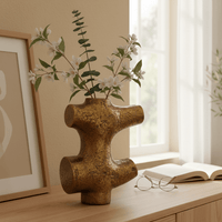 Dekovase, Vase aus Metall antik bronze gold halbes Hashtag L 19cm x B 8cm x H 25cm | Hashtag