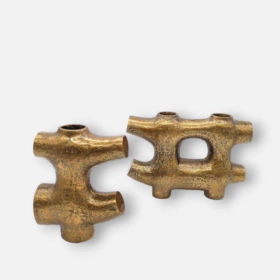 Dekovase, Vase aus Metall antik bronze gold halbes Hashtag L 19cm x B 8cm x H 25cm | Hashtag Vasen von Dekocandle