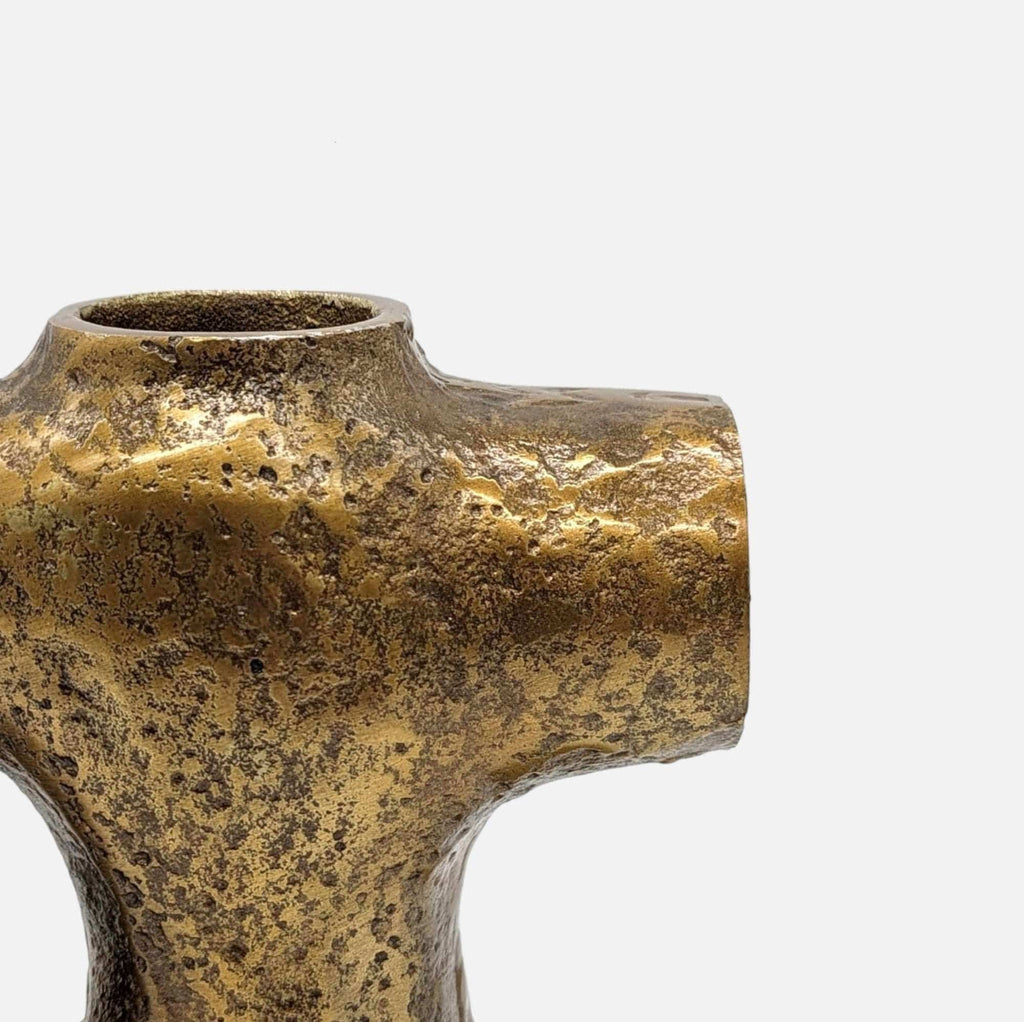 Dekovase, Vase aus Metall antik bronze gold halbes Hashtag L 34cm x B 8cm x H 25cm | Hashtag Vasen von Dekocandle