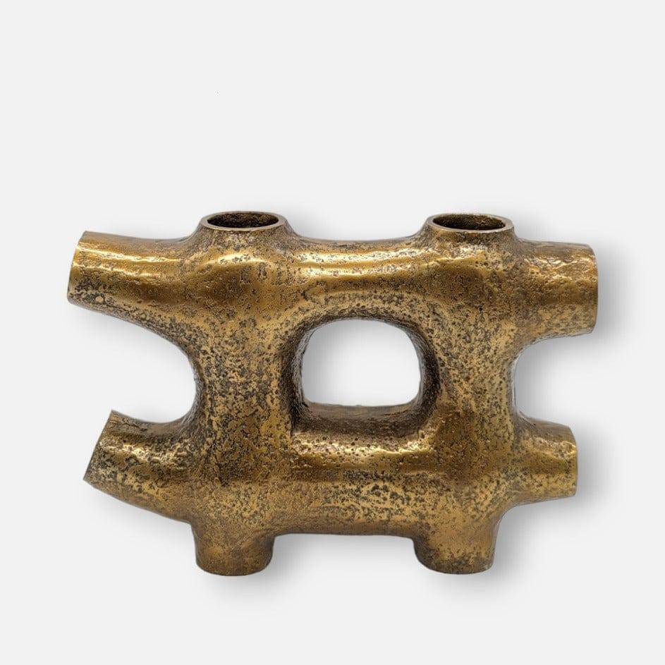 Dekovase, Vase aus Metall antik bronze gold halbes Hashtag L 34cm x B 8cm x H 25cm | Hashtag Vasen von Dekocandle