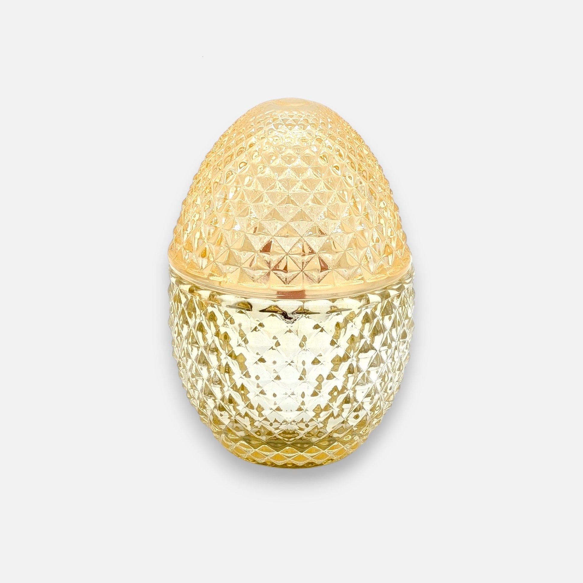 Duftkerze Osterei im Glas mit Ingwer & Vanilleduft, Gelb Gold, Geschenkbox, Ø 8cm H 12cm, Ostern Kerzenlicht von EDG