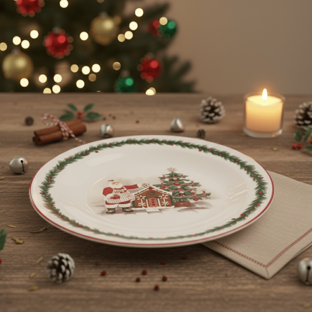 Essteller aus Keramik mit Weihnachts - Motiv, Ø26cm, Einzelteller Weihnachten Geschirr von EDG