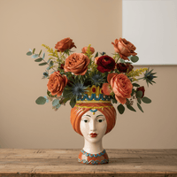 Frauenkopfvase, Dekovase aus Keramik handbemalt Frauenbüste Sizilien H 32cm x Ø 19cm | Carmella