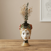 Vase Keramik Frauenkopf Figur handbemalt mehrfarbig H26cm