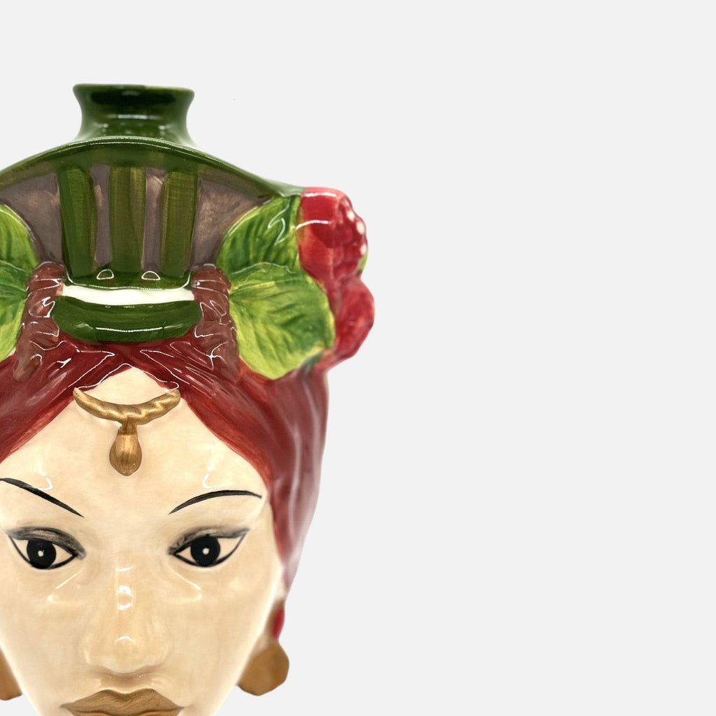 Frauenkopfvase, Dekovase aus Keramik handbemalte Frauenbüste H 26cm x Ø 14cm x Öffnung Ø 2cm | Atropelle Vasen von EDG
