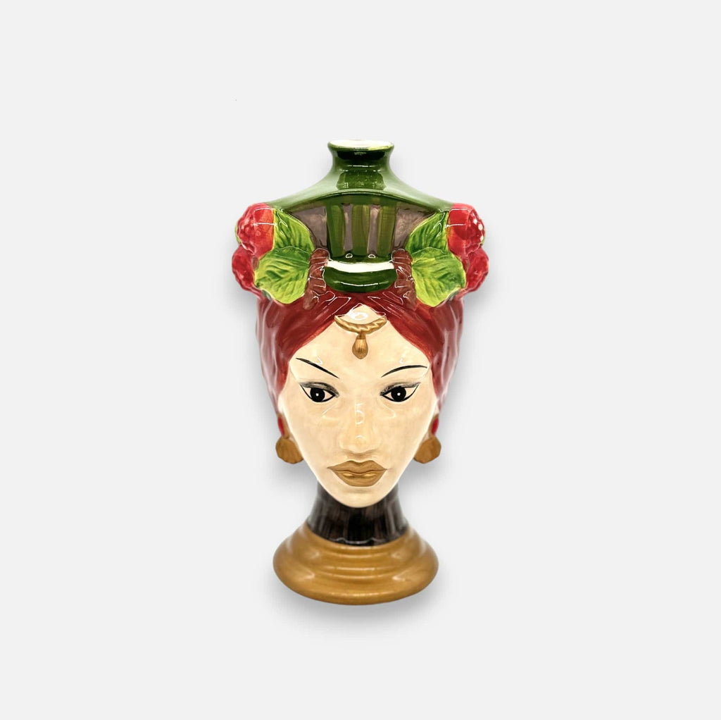 Frauenkopfvase, Dekovase aus Keramik handbemalte Frauenbüste H 26cm x Ø 14cm x Öffnung Ø 2cm | Atropelle Vasen von EDG