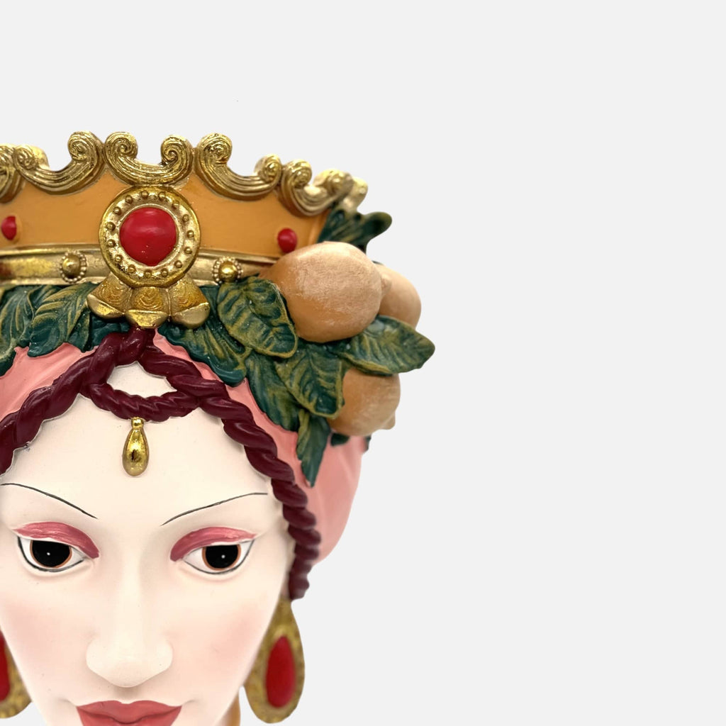 Frauenkopfvase, Dekovase aus Polyresin handbemalt Frauenbüste blau H 35cm x Ø 21cm | Giorgia Vasen von EDG