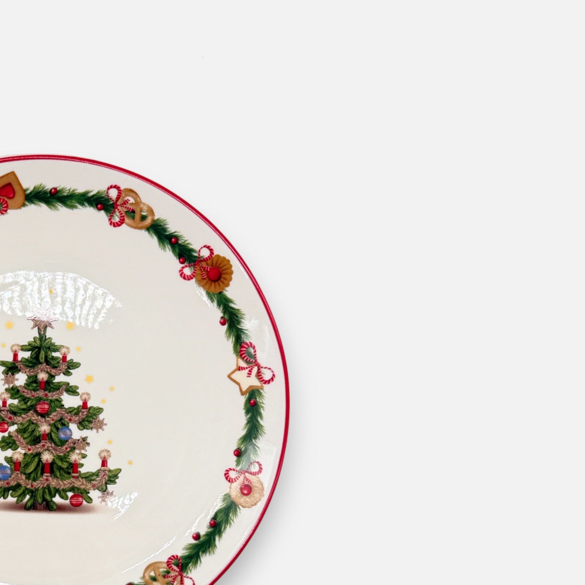 Frühstücksteller aus Keramik mit Weihnachtsbaum - Motiv, Ø21cm, Einzelteller Weihnachten Geschirr von EDG