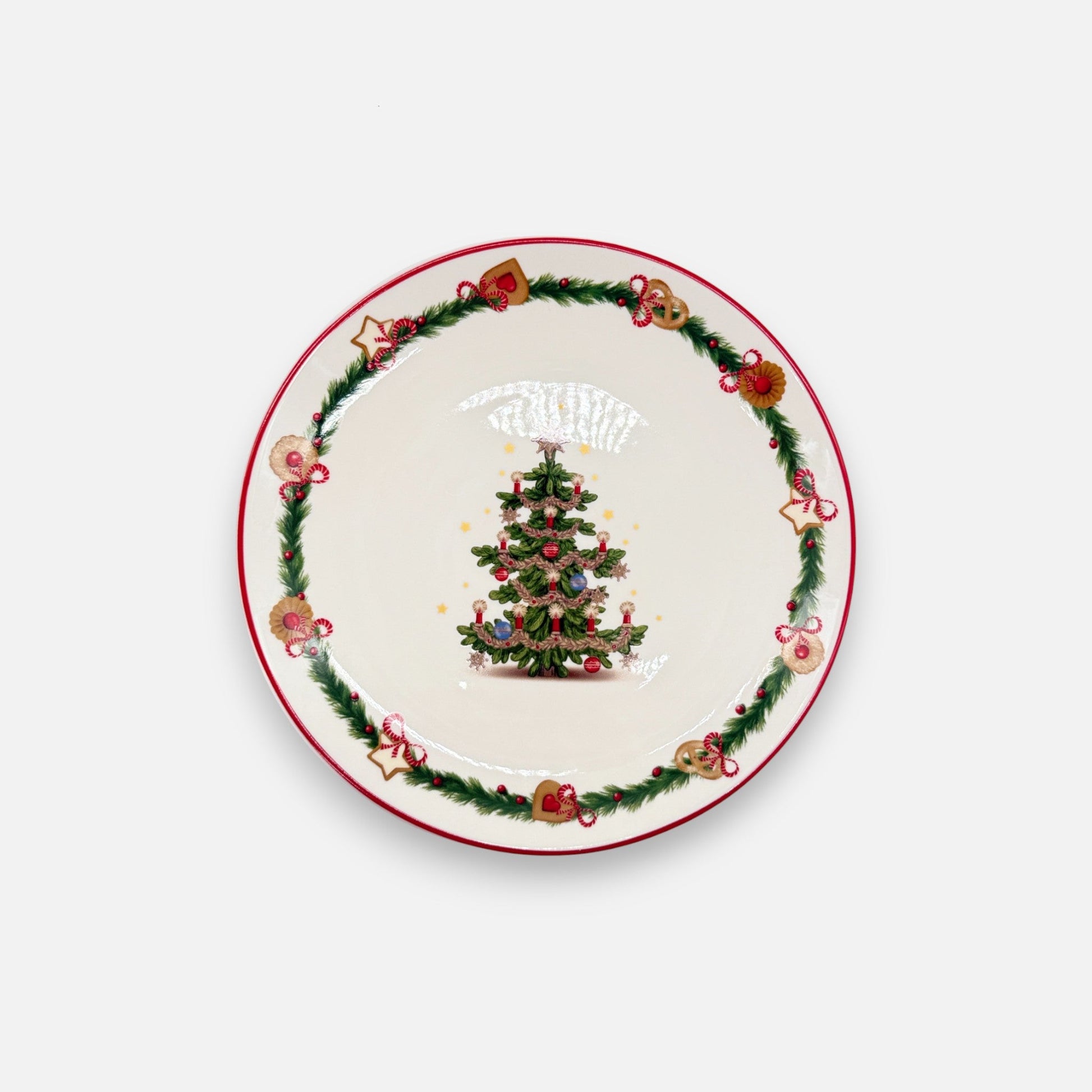 Frühstücksteller aus Keramik mit Weihnachtsbaum - Motiv, Ø21cm, Einzelteller Weihnachten Geschirr von EDG