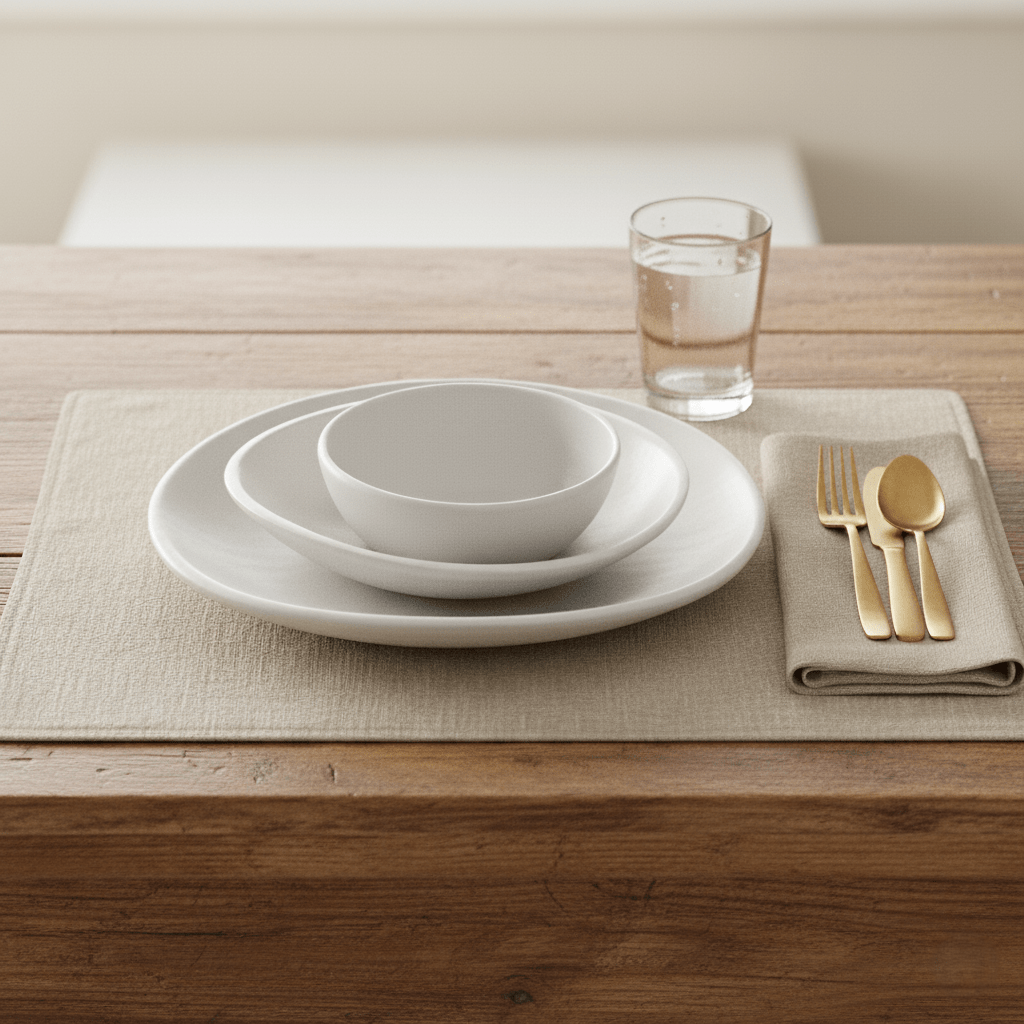 Geschirr aus Steingut emailliert weiss handgefertigt | Colette Geschirr von Gharyan Stoneware