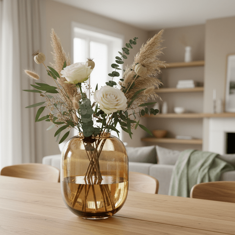 Glasvase, Dekovase aus Glas bernsteinfarben braun transparent Ø 26cm x H 34cm | Philippe Vasen von Dekocandle