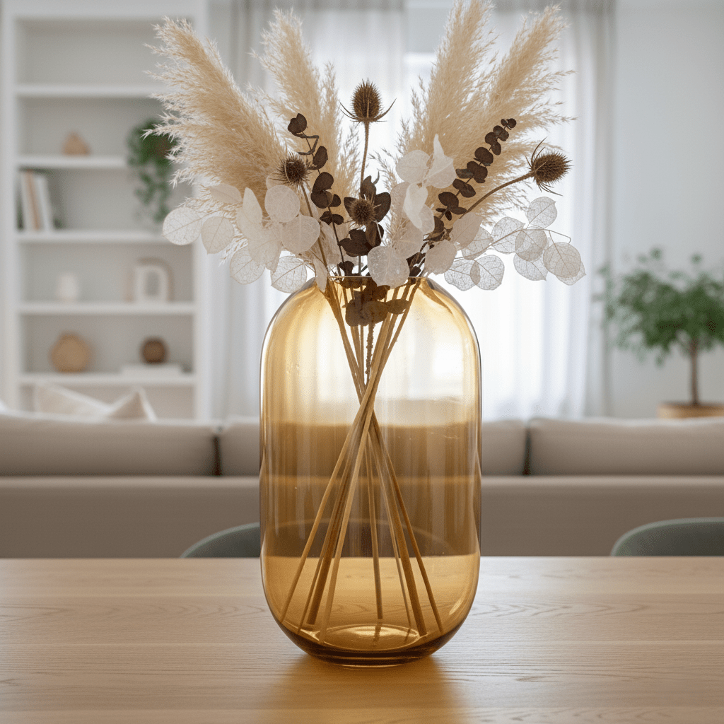Glasvase, Dekovase aus Glas bernsteinfarben braun transparent Ø 27cm x H 48cm | Philippe Vasen von Dekocandle