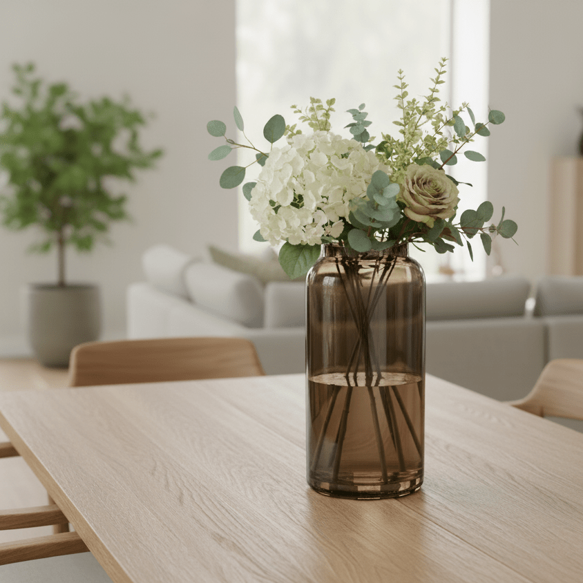 Glasvase, Dekovase aus Glas braun mocca transparent Ø 19cm x H 40.5cm | Dominique Vasen von DEKOCANDLE