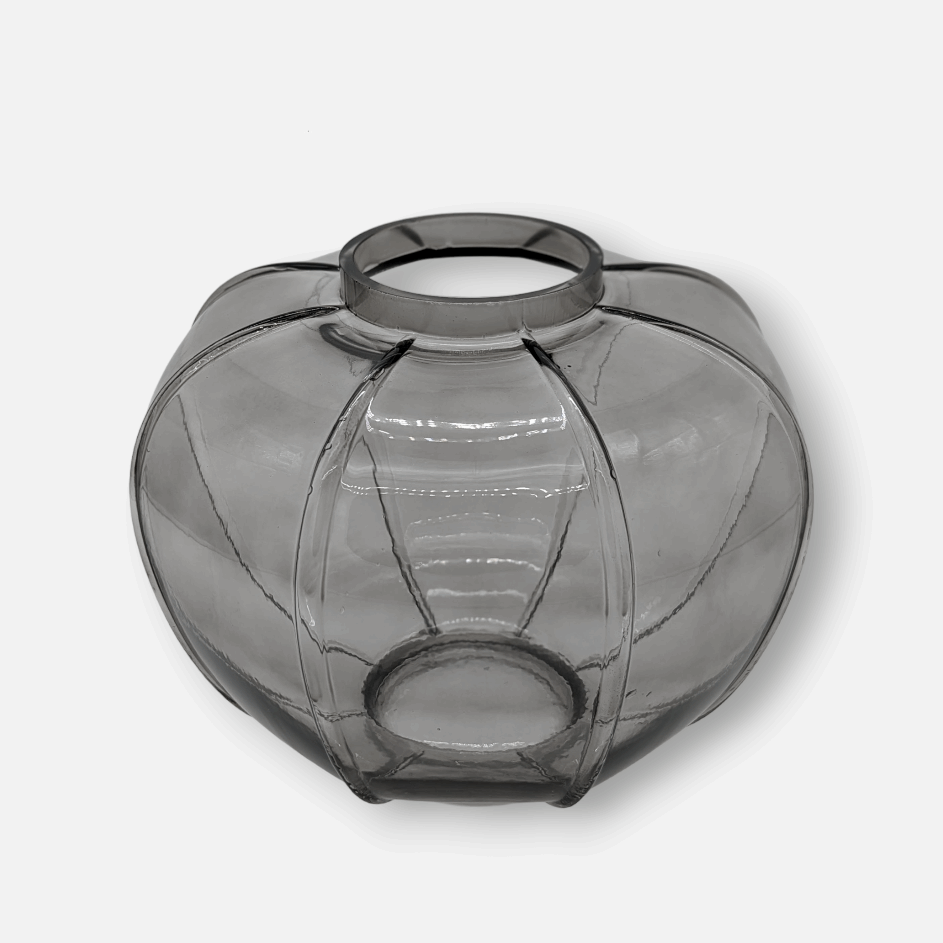 Glasvase, Dekovase aus Glas grau schwarz transparent Kürbisform Ø 25cm x H 20cm | Maxence Vasen von Lene Bjerre