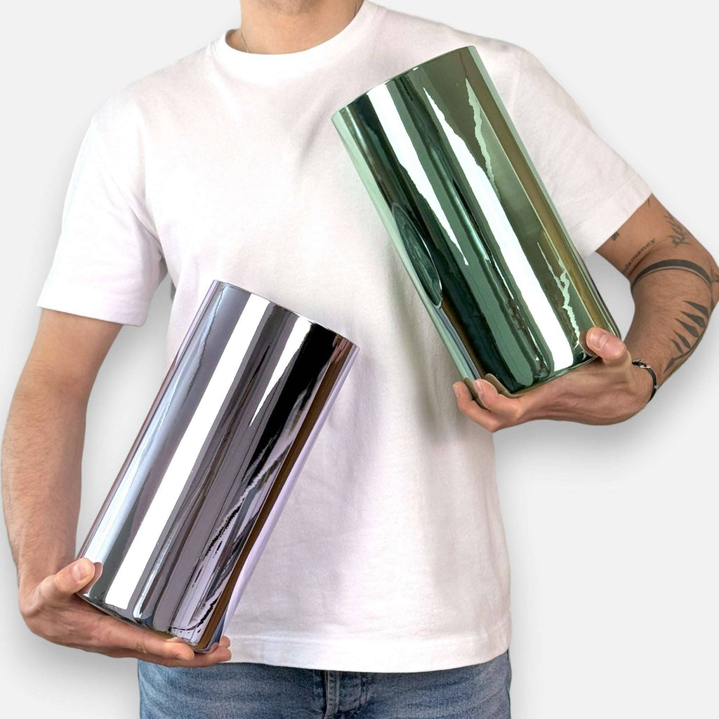 Glasvase, Dekovase aus Glas grün glänzend Zylinderform H 30cm x Ø 15cm | Cylindre Vasen von EDG