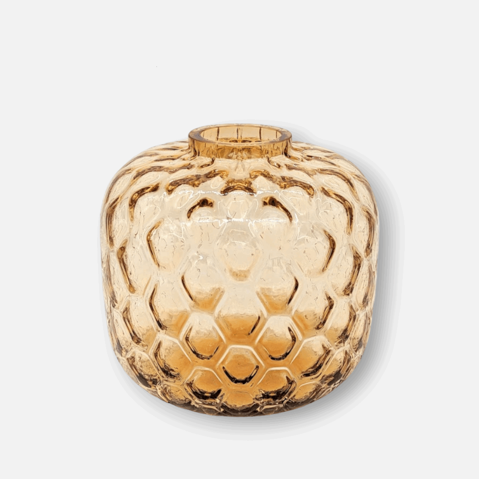 Glasvase, Dekovase aus Glas honigwabenartige Struktur gold braun Ø 27.5cm x H 25cm | Marlène Vasen von Light & Living