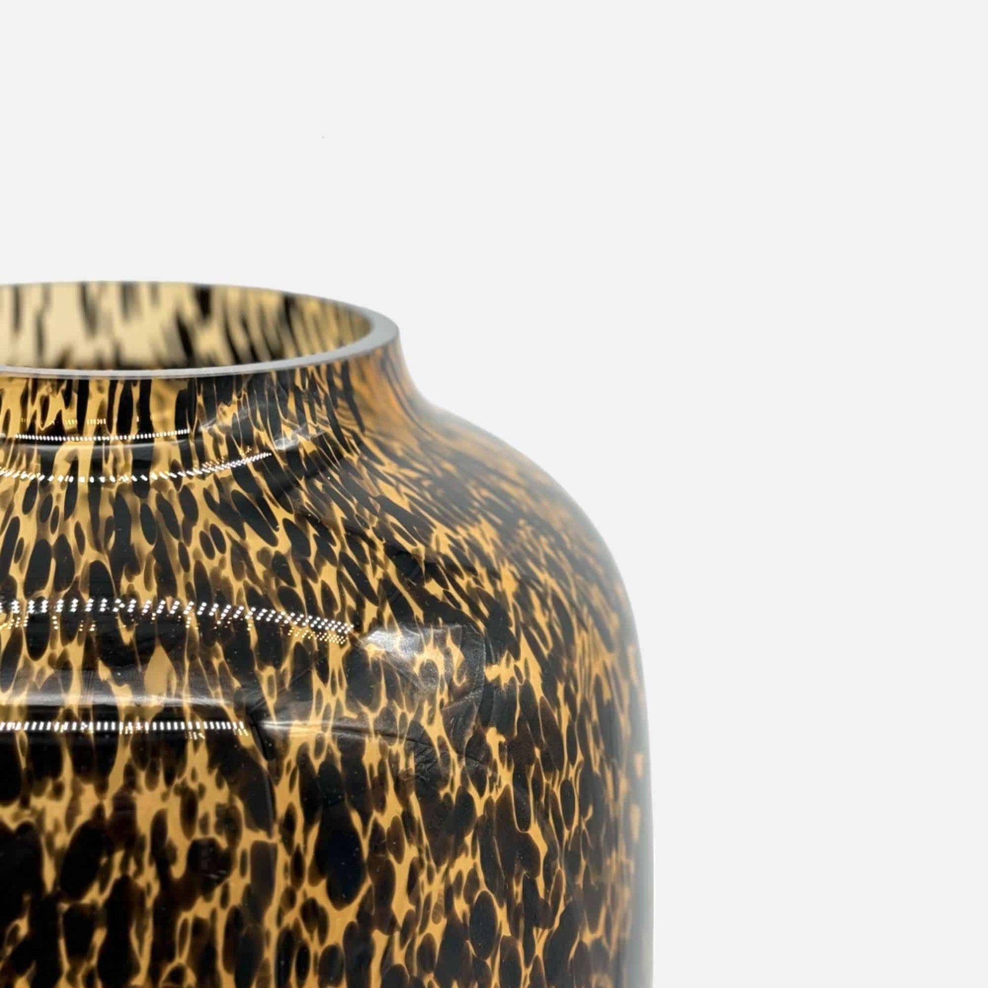 Glasvase, Dekovase aus Glas Leopardenmuster schwarz Ø 28.5cm x 40cm | Léopard Vasen von Dekocandle