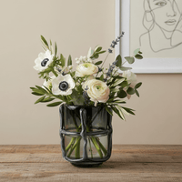 Vase Glas Bandstruktur rauchgrau H22cm B19cm T14cm