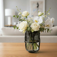 Vase Glas Bandstruktur rauchgrau H27.5cm B20.5cm T13cm