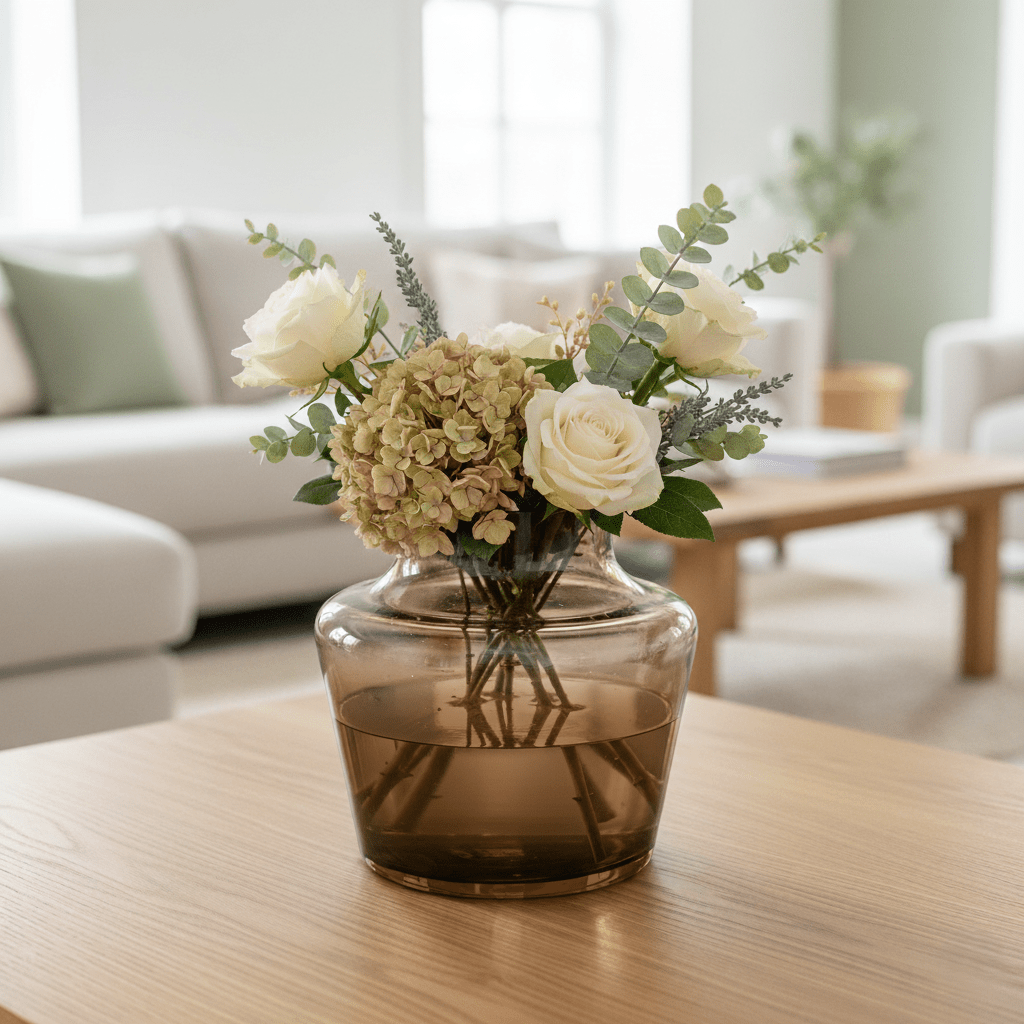 Glasvase, Dekovase aus Glas mundgeblasen braun mocca transparent Ø 22.5cm x H 22cm | Zoé Vasen von Vase The World