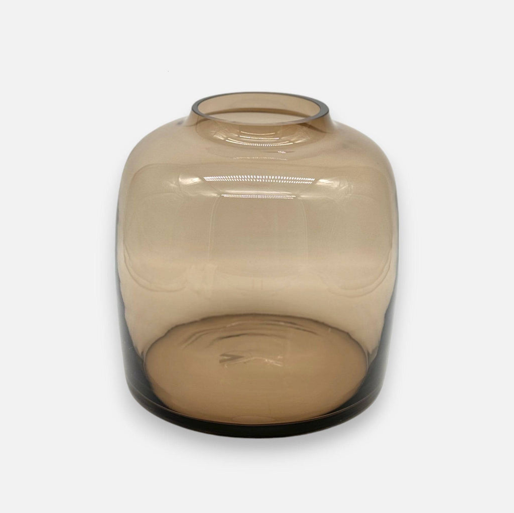 Glasvase, Dekovase aus Glas mundgeblasen braun mocca transparent Ø 25cm x H 25cm | Bartelle Vasen von Vase The World