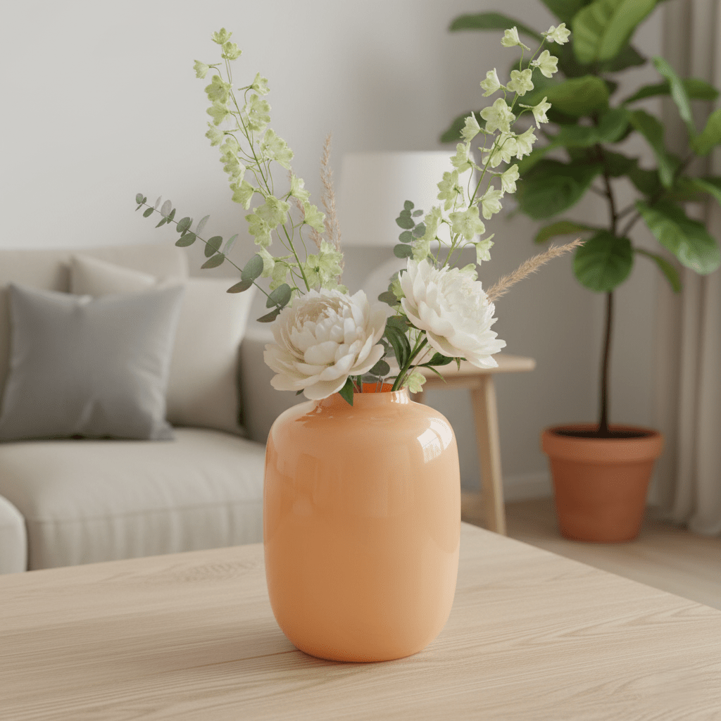 Glasvase, Dekovase aus Glas mundgeblasen pastell pfirsch glänzend Ø 21cm x H 29cm | Artelle Vasen von Vase The World