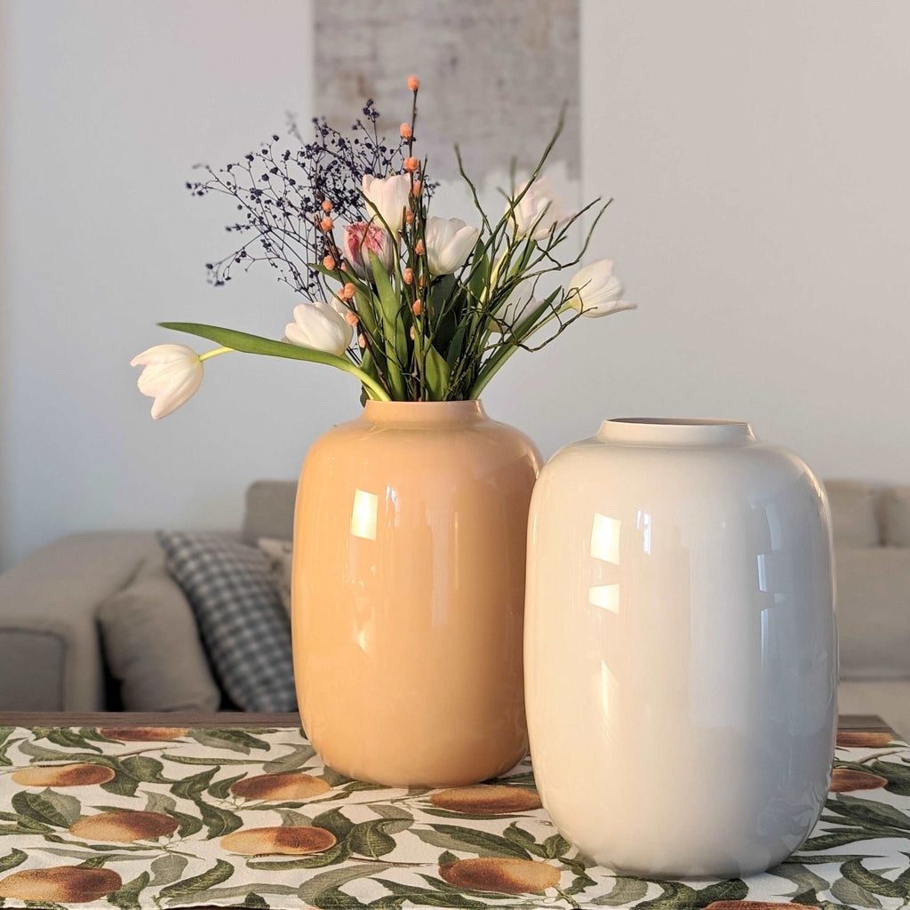 Glasvase, Dekovase aus Glas mundgeblasen pastell pfirsch glänzend Ø 21cm x H 29cm | Artelle Vasen von Vase The World