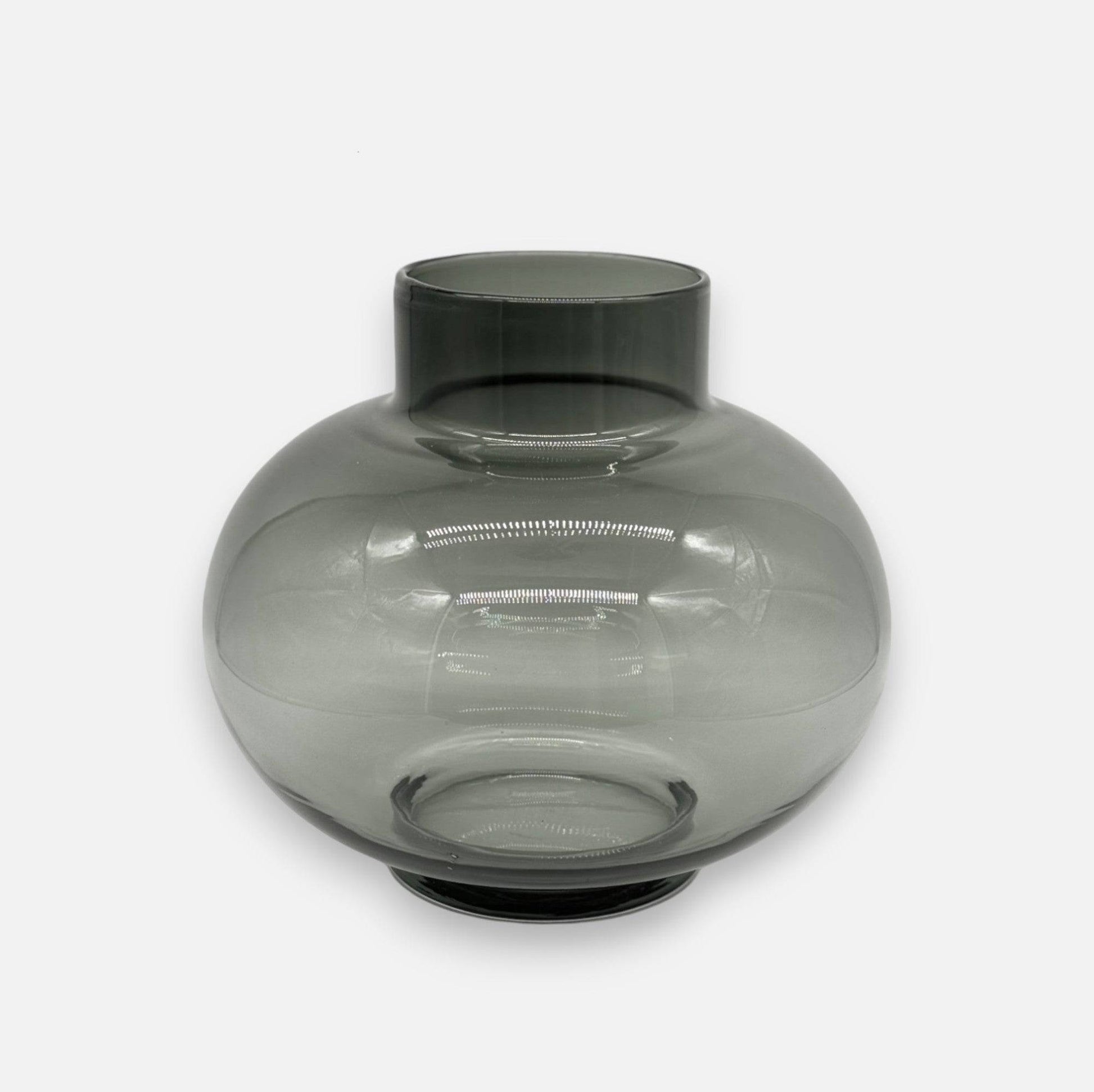 Glasvase / Dekovase aus Glas mundgeblasen schwarz grau transparent B 29cm x H 25cm | Citrouille Vasen von Dekocandle